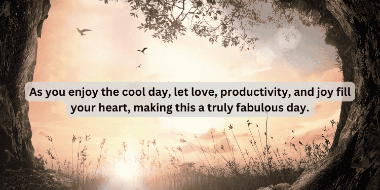 Sunrise view with inspirational SUnday blessed quote about joy and productivity