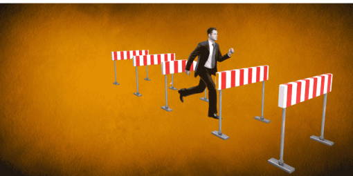 a man going from obstacle