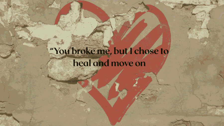 Shattered heart symbol representing betrayal, and the strength to move on