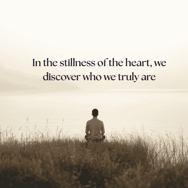 person sitting alone near water or in nature, deep in thought aand a quote