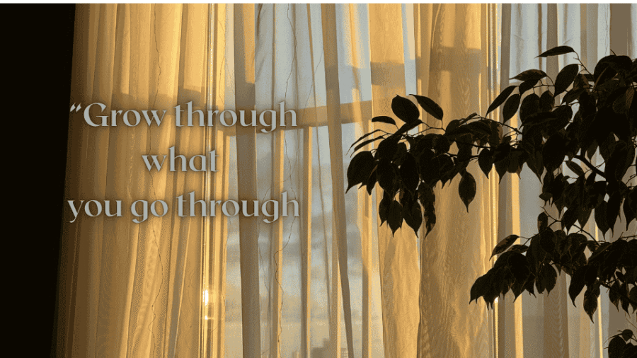 Soft light entering through covered curtains symbolizing growth through difficult moments