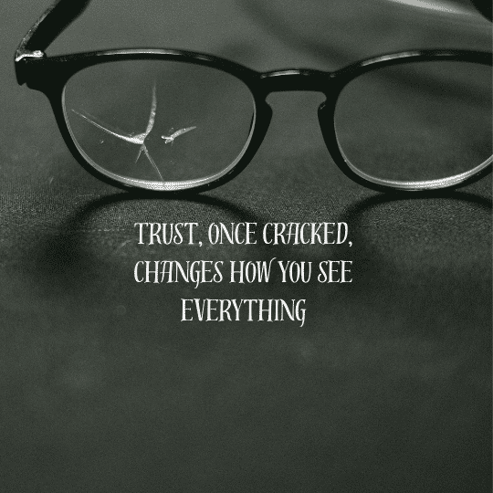 Broken lens on glasses